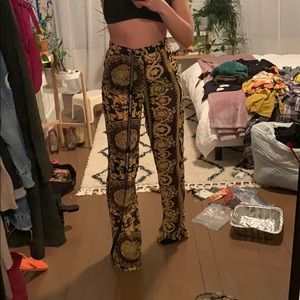 Black chain print beach flares